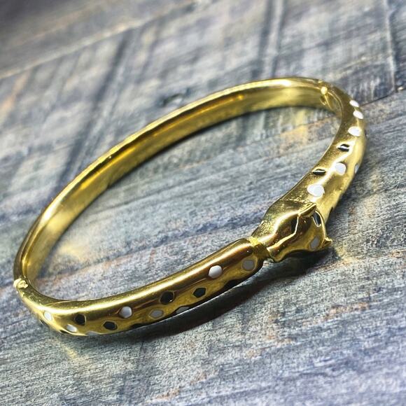 NEW Spotted Leopard Gold Bangle Bracelet - Picture 8 of 15